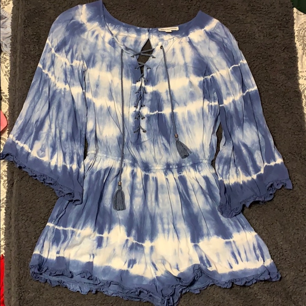 Blue tie dye romper